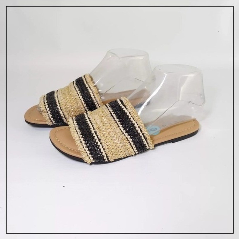 Esprit Sandal‎ 6 Fringed Strew Weave Open Toe Tan Boho Slip On Beach Coastal